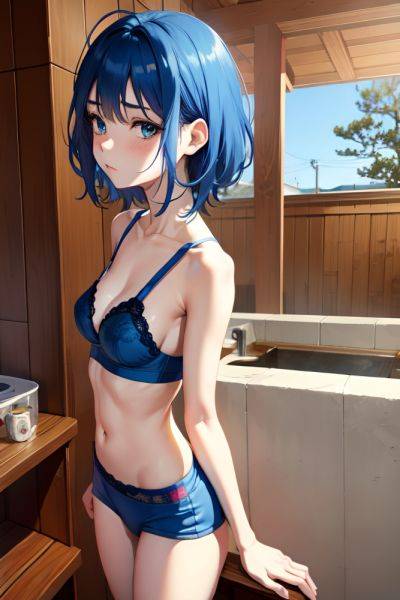 Anime Skinny Small Tits 20s Age Sad Face Blue Hair Messy Hair Style Light Skin Soft Anime Sauna Side View Plank Bra 3672904421504397956 - AI Hentai - aihentai.co on pornintellect.com