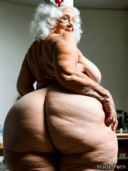 White hair seductive thick thighs chubby glasses wild afro vivid AI porn - made.porn on pornintellect.com