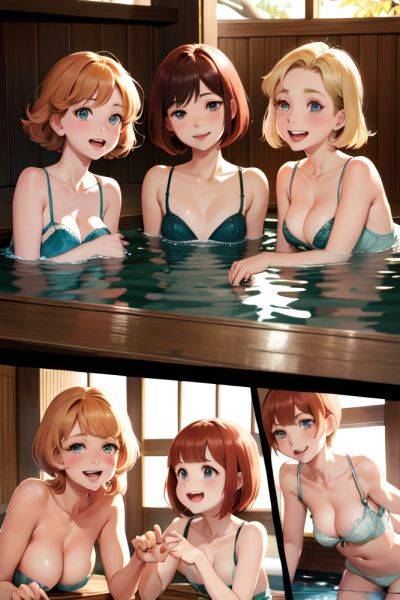 Anime Busty Small Tits 50s Age Laughing Face Ginger Bobcut Hair Style Light Skin Vintage Onsen Side View Plank Lingerie 3673008789658356694 - AI Hentai - aihentai.co on pornintellect.com
