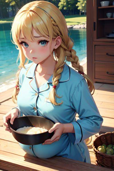 Anime Pregnant Small Tits 18 Age Pouting Lips Face Blonde Braided Hair Style Light Skin Vintage Lake Close Up View Cooking Pajamas 3673024251093595251 - AI Hentai - aihentai.co on pornintellect.com