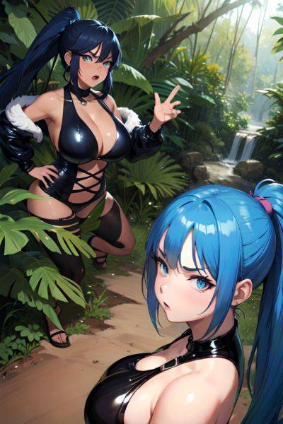 Anime Chubby Small Tits 70s Age Angry Face Blue Hair Ponytail Hair Style Dark Skin Illustration Jungle Front View Gaming Latex 3673039713463529052 - AI Hentai - aihentai.co on pornintellect.com