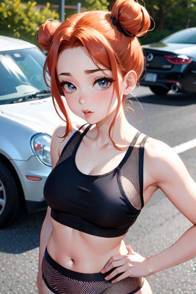 Anime Busty Small Tits 50s Age Pouting Lips Face Ginger Hair Bun Hair Style Light Skin Crisp Anime Car Front View Working Out Fishnet 3673059040816567117 - AI Hentai - aihentai.co on pornintellect.com