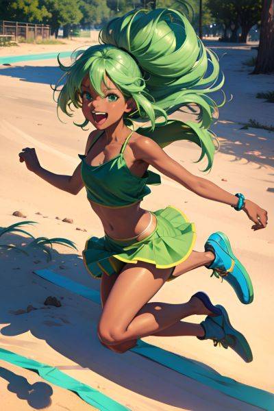 Anime Busty Small Tits 80s Age Laughing Face Green Hair Messy Hair Style Dark Skin Warm Anime Desert Side View Jumping Mini Skirt 3673113157405111878 - AI Hentai - aihentai.co on pornintellect.com