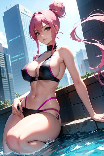 Anime Skinny Huge Boobs 30s Age Seductive Face Pink Hair Hair Bun Hair Style Light Skin Cyberpunk Hot Tub Front View Jumping Schoolgirl 3673155677094503081 - AI Hentai - aihentai.co on pornintellect.com