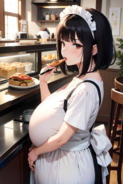 Anime Pregnant Small Tits 40s Age Angry Face Black Hair Bangs Hair Style Light Skin Charcoal Cafe Back View Eating Maid 3673175004918344409 - AI Hentai - aihentai.co on pornintellect.com