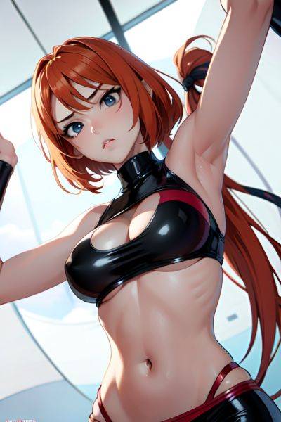 Anime Skinny Huge Boobs 18 Age Serious Face Ginger Pixie Hair Style Light Skin Black And White Tent Close Up View T Pose Latex 3673256179330384506 - AI Hentai - aihentai.co on pornintellect.com