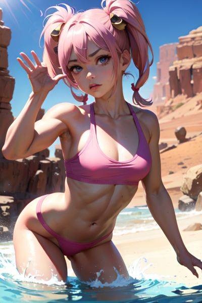 Anime Muscular Small Tits 80s Age Pouting Lips Face Pink Hair Pigtails Hair Style Light Skin Dark Fantasy Desert Front View Bathing Teacher 3673522897273627384 - AI Hentai - aihentai.co on pornintellect.com