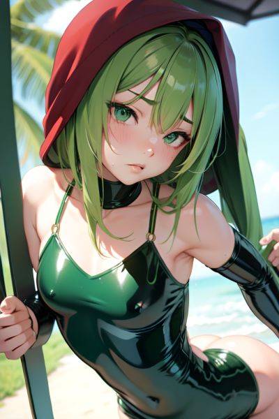 Anime Muscular Small Tits 18 Age Sad Face Green Hair Straight Hair Style Light Skin Soft + Warm Oasis Close Up View Spreading Legs Latex 3673430125491298219 - AI Hentai - aihentai.co on pornintellect.com