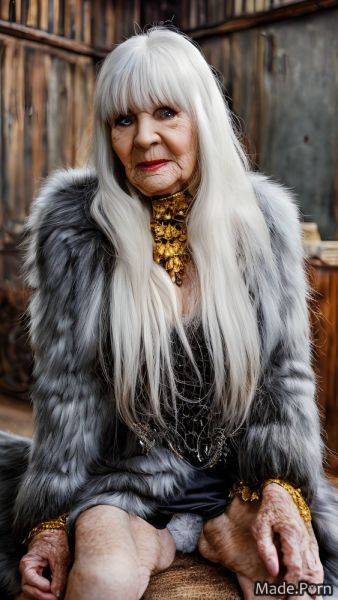Woman white hair dungeon sitting goth 90 portrait AI porn - made.porn on pornintellect.com