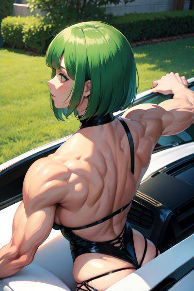 Anime Muscular Huge Boobs 80s Age Seductive Face Green Hair Bobcut Hair Style Light Skin Illustration Car Back View Plank Goth 3673696843427813747 - AI Hentai - aihentai.co on pornintellect.com