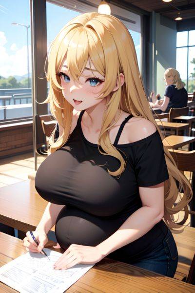 Anime Pregnant Huge Boobs 40s Age Ahegao Face Blonde Messy Hair Style Light Skin Crisp Anime Cafe Front View Working Out Goth 3673886251471402795 - AI Hentai - aihentai.co on pornintellect.com