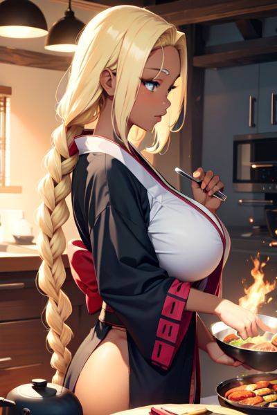 Anime Skinny Huge Boobs 50s Age Shocked Face Blonde Braided Hair Style Dark Skin Charcoal Cave Side View Cooking Kimono 3673932637118924367 - AI Hentai - aihentai.co on pornintellect.com