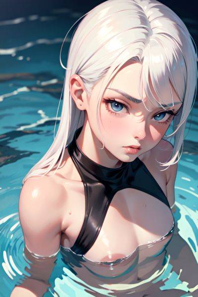 Anime Muscular Small Tits 18 Age Pouting Lips Face White Hair Slicked Hair Style Dark Skin Soft + Warm Underwater Close Up View Massage Teacher 3673936502629857794 - AI Hentai - aihentai.co on pornintellect.com