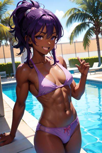 Anime Muscular Small Tits 18 Age Laughing Face Purple Hair Messy Hair Style Dark Skin Skin Detail (beta) Pool Front View Bathing Pajamas 3673979022319046741 - AI Hentai - aihentai.co on pornintellect.com