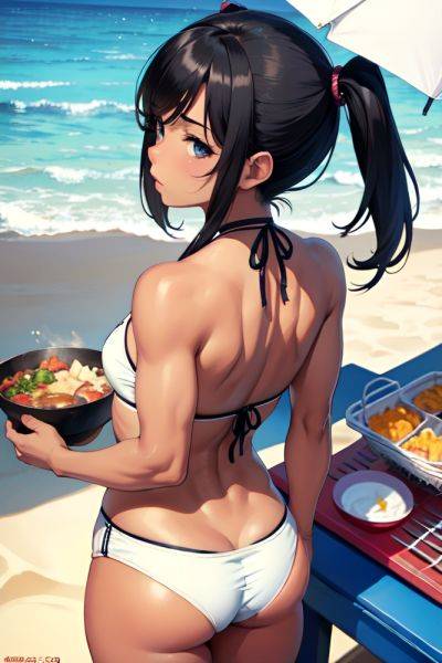 Anime Muscular Small Tits 70s Age Sad Face Black Hair Pigtails Hair Style Dark Skin Watercolor Beach Back View Cooking Bikini 3670902108253614740 - AI Hentai - aihentai.co on pornintellect.com