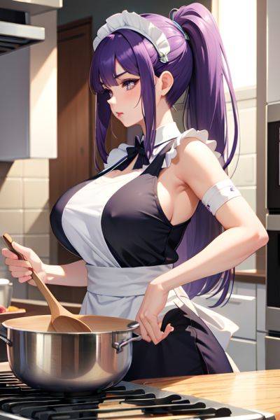 Anime Skinny Huge Boobs 20s Age Pouting Lips Face Purple Hair Straight Hair Style Light Skin Crisp Anime Kitchen Side View Cooking Maid 3674141372572592119 - AI Hentai - aihentai.co on pornintellect.com