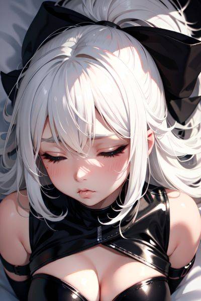 Anime Pregnant Small Tits 18 Age Pouting Lips Face White Hair Messy Hair Style Light Skin Black And White Bar Close Up View Sleeping Latex 3674191623650179224 - AI Hentai - aihentai.co on pornintellect.com