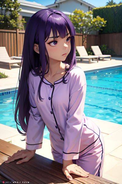 Anime Skinny Small Tits 40s Age Serious Face Purple Hair Bangs Hair Style Dark Skin Comic Pool Side View Eating Pajamas 3674326914674729689 - AI Hentai - aihentai.co on pornintellect.com