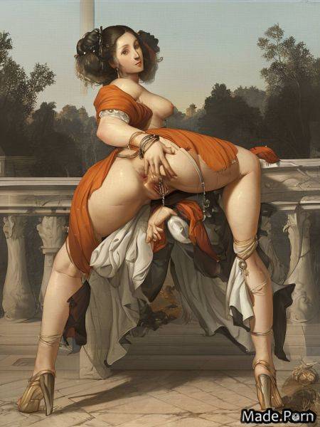Caucasian full shot white anklet partially nude nude brown AI porn - made.porn on pornintellect.com
