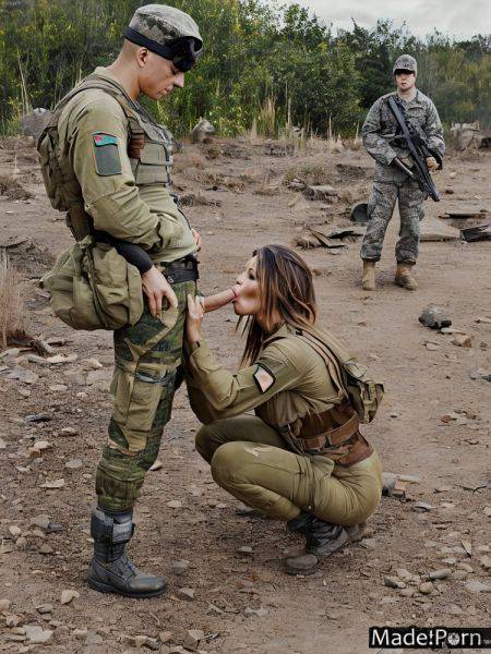 20 post-apocalyptic military woman blowjob big balls big tits AI porn - made.porn on pornintellect.com