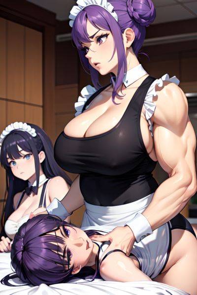 Anime Muscular Huge Boobs 70s Age Shocked Face Purple Hair Hair Bun Hair Style Light Skin Black And White Grocery Side View Massage Maid 3674527919593914631 - AI Hentai - aihentai.co on pornintellect.com