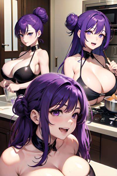 Anime Busty Huge Boobs 30s Age Laughing Face Purple Hair Hair Bun Hair Style Light Skin Comic Kitchen Close Up View Bathing Goth 3674612959483451566 - AI Hentai - aihentai.co on pornintellect.com