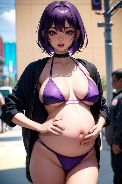 Anime Pregnant Small Tits 40s Age Ahegao Face Purple Hair Pixie Hair Style Dark Skin Cyberpunk Club Close Up View Jumping Bikini 3674632287324090804 - AI Hentai - aihentai.co on pornintellect.com