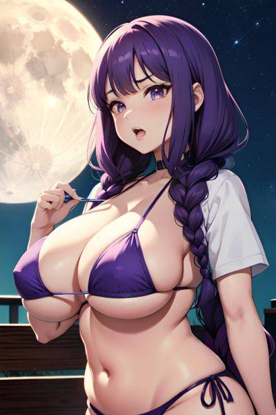 Anime Chubby Huge Boobs 70s Age Angry Face Purple Hair Braided Hair Style Light Skin Warm Anime Moon Front View Eating Bikini 3674690269383310360 - AI Hentai - aihentai.co on pornintellect.com