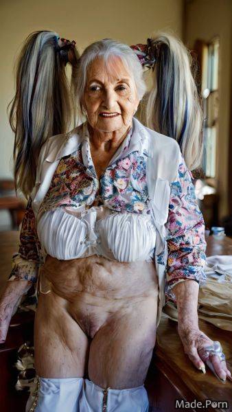 Pigtails made indoors woman looking at viewer slutty harlequin AI porn - made.porn on pornintellect.com
