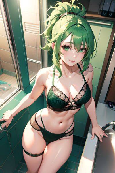 Anime Busty Small Tits 30s Age Happy Face Green Hair Messy Hair Style Light Skin Cyberpunk Bathroom Front View Sleeping Fishnet 3674883542890447879 - AI Hentai - aihentai.co on pornintellect.com
