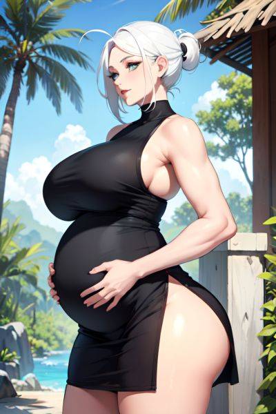 Anime Pregnant Huge Boobs 30s Age Happy Face White Hair Pixie Hair Style Light Skin Charcoal Jungle Side View Gaming Teacher 3674937659502537795 - AI Hentai - aihentai.co on pornintellect.com