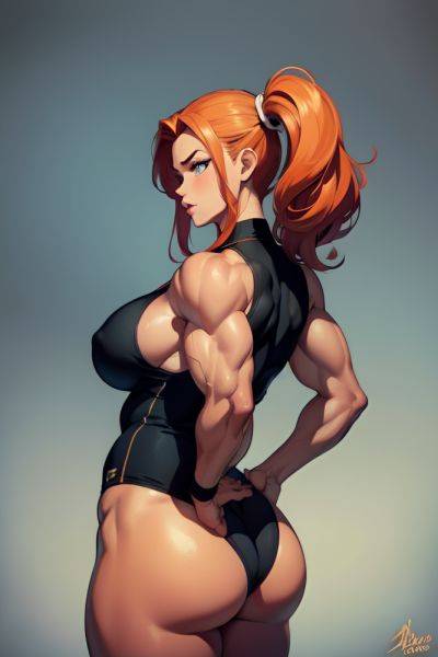 Anime Muscular Huge Boobs 70s Age Pouting Lips Face Ginger Slicked Hair Style Dark Skin Black And White Party Back View Plank Schoolgirl 3675038161698423594 - AI Hentai - aihentai.co on pornintellect.com