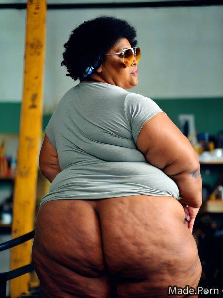 Nude sunglasses seductive wild afro looking at viewer thighs thick thighs AI porn - made.porn on pornintellect.com