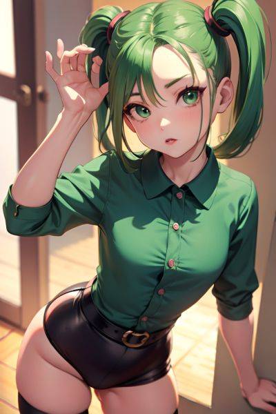 Anime Busty Small Tits 50s Age Seductive Face Green Hair Pigtails Hair Style Light Skin Film Photo Prison Front View T Pose Stockings 3675057489051475970 - AI Hentai - aihentai.co on pornintellect.com