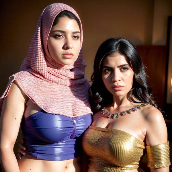 , Arabs,(2women:2),thirties,(RAW photo, best quality, masterpiece:1.1), (realistic, photo-realistic:1.2), ultra-detailed, ultra high res, physically-based rendering,(adult:1.5) - pornmake.ai on pornintellect.com