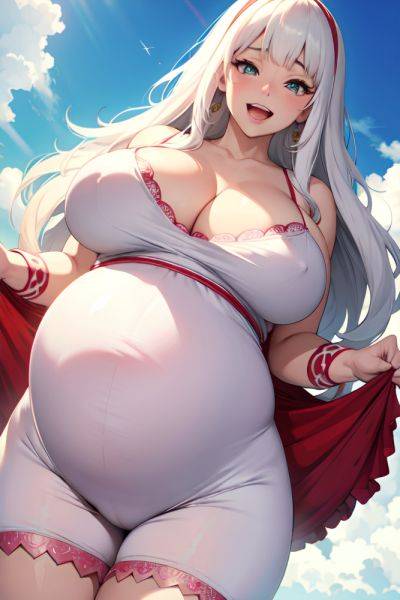 Anime Pregnant Huge Boobs 60s Age Laughing Face White Hair Bangs Hair Style Light Skin Crisp Anime Wedding Front View T Pose Pajamas 3675065220033012471 - AI Hentai - aihentai.co on pornintellect.com