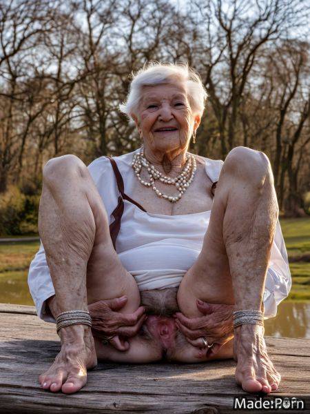 Looking at viewer hairy feet barefoot short park spreading legs AI porn - made.porn on pornintellect.com