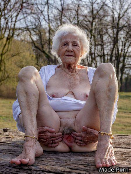Squatting saggy tits smile caucasian barefoot anklet white hair AI porn - made.porn on pornintellect.com