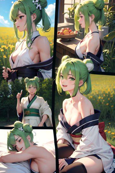 Anime Muscular Small Tits 18 Age Laughing Face Green Hair Hair Bun Hair Style Light Skin Black And White Meadow Side View Sleeping Kimono 3675076816444839328 - AI Hentai - aihentai.co on pornintellect.com