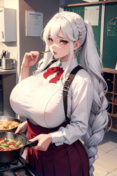 Anime Busty Huge Boobs 60s Age Sad Face White Hair Braided Hair Style Light Skin Vintage Street Front View Cooking Schoolgirl 3675096143797889790 - AI Hentai - aihentai.co on pornintellect.com