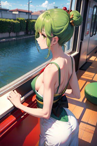Anime Skinny Small Tits 60s Age Serious Face Green Hair Bangs Hair Style Dark Skin Comic Train Back View Jumping Geisha 3675107739722213571 - AI Hentai - aihentai.co on pornintellect.com