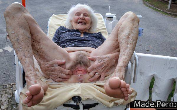 Short skinny spreading legs park woman feet saggy tits AI porn - made.porn on pornintellect.com