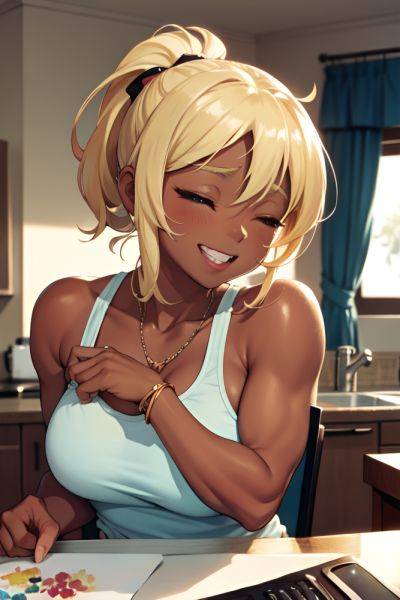Anime Muscular Small Tits 50s Age Laughing Face Blonde Ponytail Hair Style Dark Skin Watercolor Kitchen Close Up View Sleeping Teacher 3675285551858254565 - AI Hentai - aihentai.co on pornintellect.com