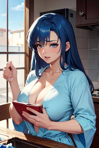 Anime Muscular Huge Boobs 40s Age Orgasm Face Blue Hair Straight Hair Style Light Skin Painting Prison Front View Cooking Bathrobe 3675301013700366239 - AI Hentai - aihentai.co on pornintellect.com
