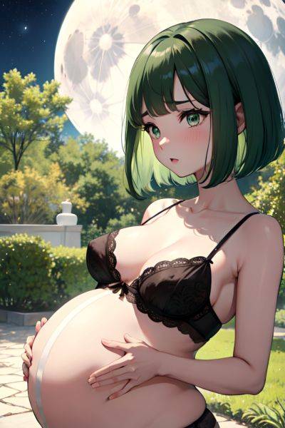 Anime Pregnant Small Tits 50s Age Sad Face Green Hair Bobcut Hair Style Dark Skin Black And White Moon Side View Jumping Lingerie 3675382188136284513 - AI Hentai - aihentai.co on pornintellect.com