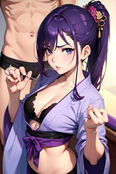 Anime Busty Small Tits 40s Age Serious Face Purple Hair Slicked Hair Style Light Skin Soft + Warm Strip Club Close Up View Massage Kimono 3675397650506287678 - AI Hentai - aihentai.co on pornintellect.com