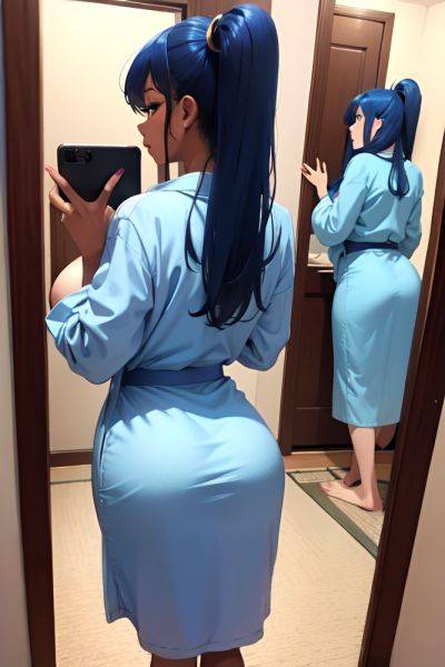 Anime Busty Huge Boobs 60s Age Seductive Face Blue Hair Messy Hair Style Dark Skin Mirror Selfie Meadow Back View Bending Over Bathrobe 3675428574230891938 - AI Hentai - aihentai.co on pornintellect.com