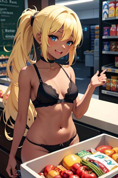 Anime Busty Small Tits 18 Age Laughing Face Blonde Ponytail Hair Style Dark Skin Dark Fantasy Grocery Front View Gaming Bra 3675444036113319935 - AI Hentai - aihentai.co on pornintellect.com