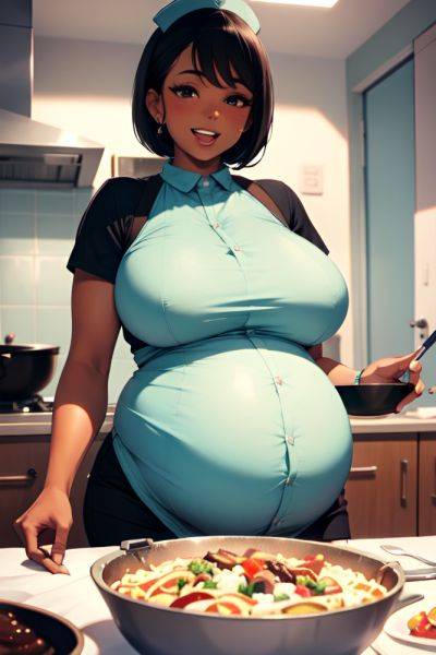 Anime Pregnant Huge Boobs 60s Age Laughing Face Black Hair Pixie Hair Style Dark Skin Vintage Stage Front View Cooking Nurse 3675768735197922412 - AI Hentai - aihentai.co on pornintellect.com