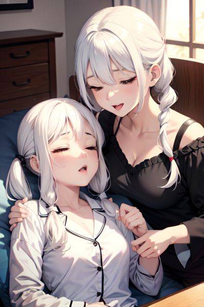 Anime Busty Small Tits 40s Age Orgasm Face White Hair Pigtails Hair Style Light Skin Black And White Cafe Front View Sleeping Pajamas 3675791928492335291 - AI Hentai - aihentai.co on pornintellect.com